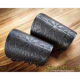 A Pair Leather Bracers  Aegishjalmur Helm of Awe Runes  Celtic Spiritual 